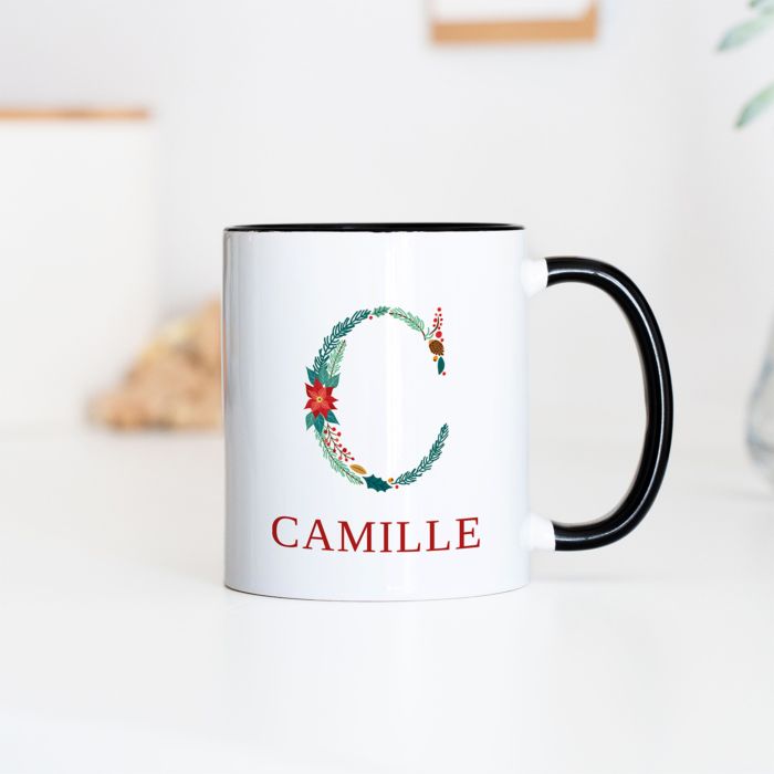 Mug personnalisé avec monogramme hivernal