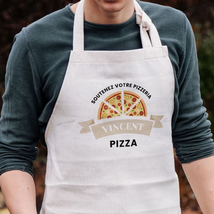 Tablier de cuisine personnalisé avec Pizza et nom