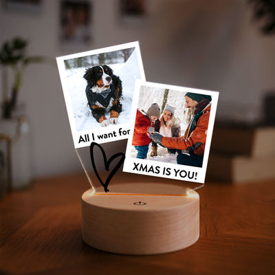 Cadeau de Noël Lampe LED personnalisée design Polaroid